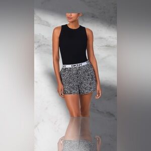 DKNY Women's Tank & Short Set Size XL Color Black with animal print.